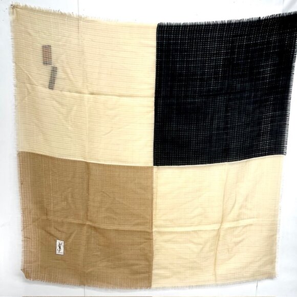 Yves Saint Laurent  Men/Women Scarf 34" 51% Wool/49% Silk Fringe  Block Color(68 - Picture 1 of 14